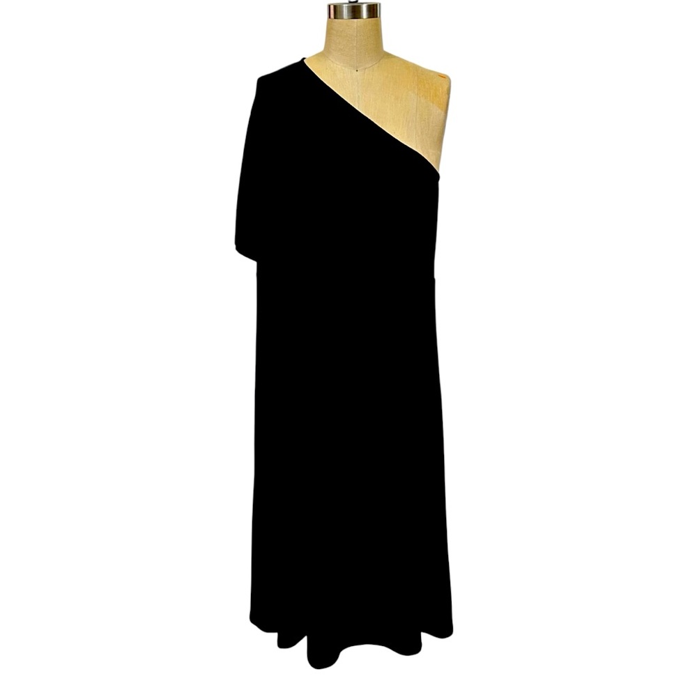 NWT Who What Wear Women’s One Shoulder Midi Black Dress size XL summertime wear.